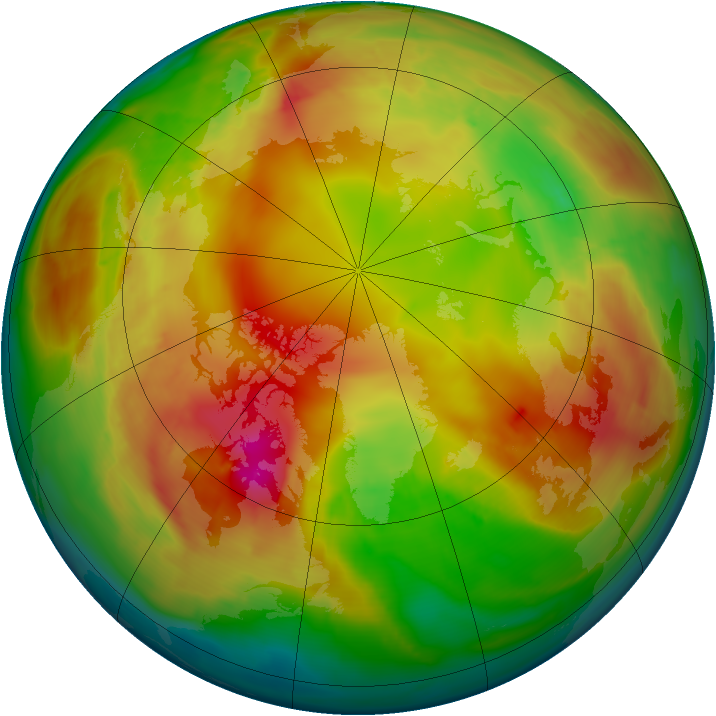Arctic ozone map for 02 February 2015